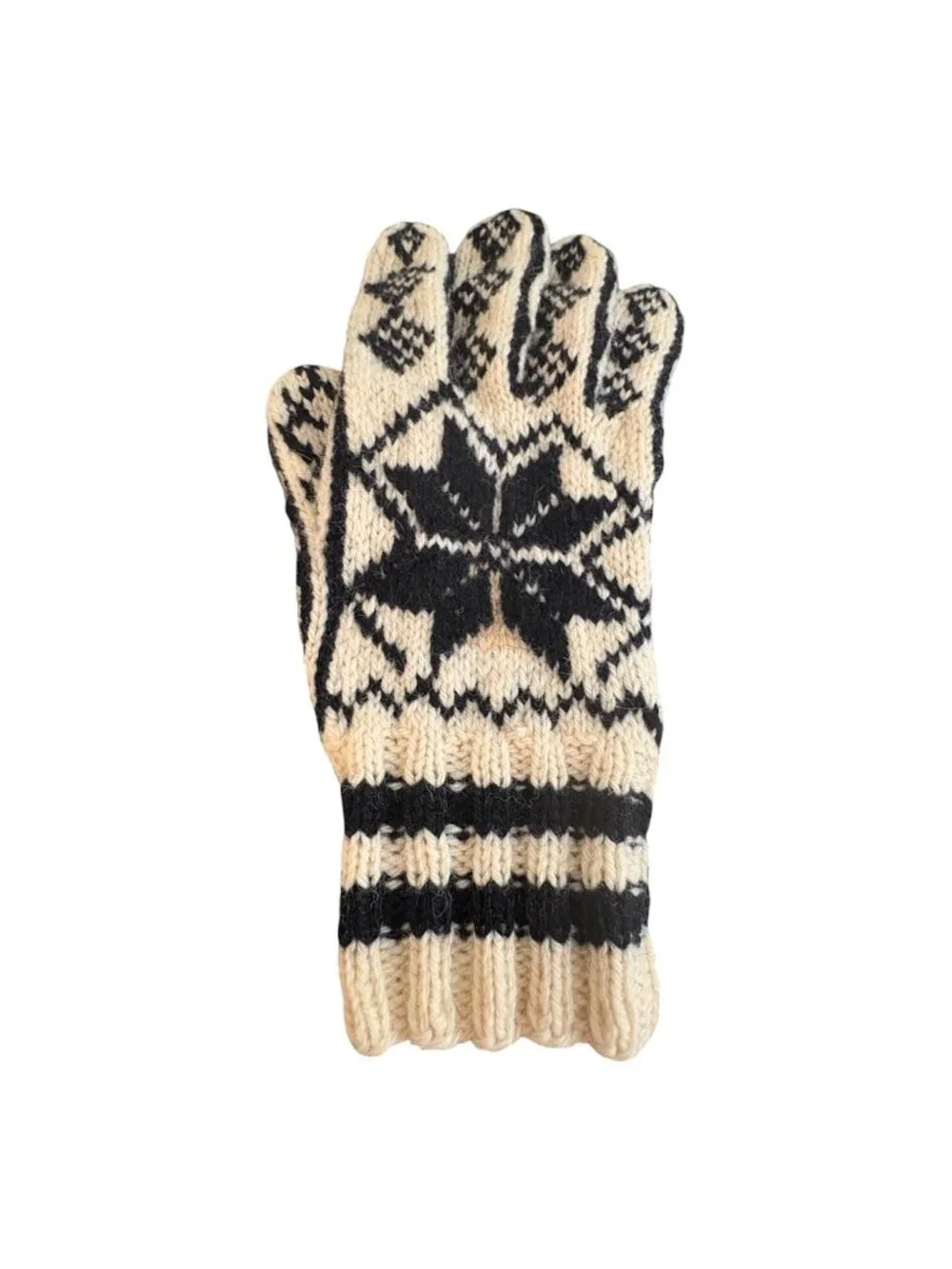 VTG Scandinavian Snowflake Selbu Inspired Wool Gloves Lilly Whites Brand